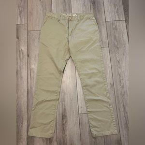 Rvca mean chino pants, khaki, slim, casual dress, SZ 34